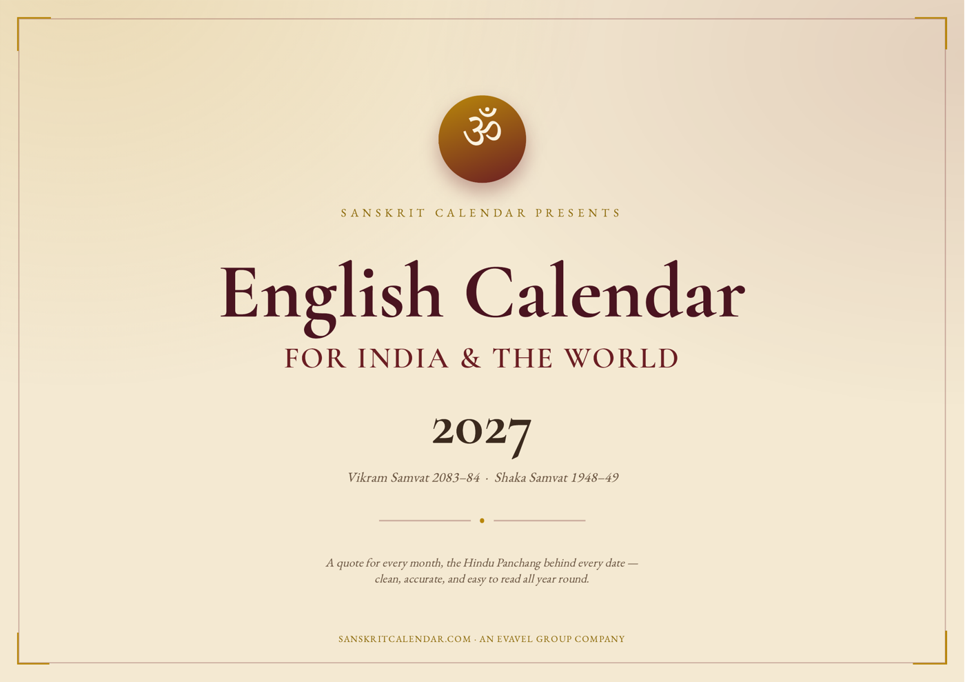 English Calendar 2027 cover