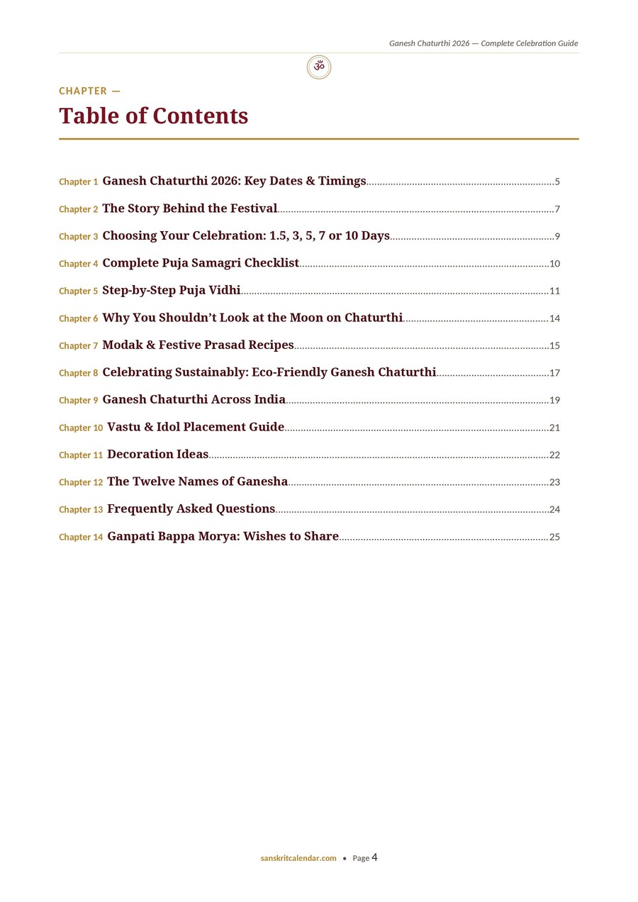 Table of Contents, sample page